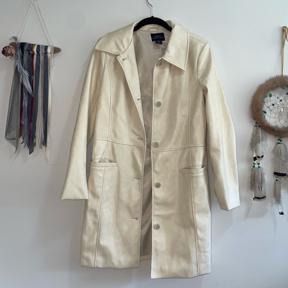 UO faux leather trenchcoat🤍